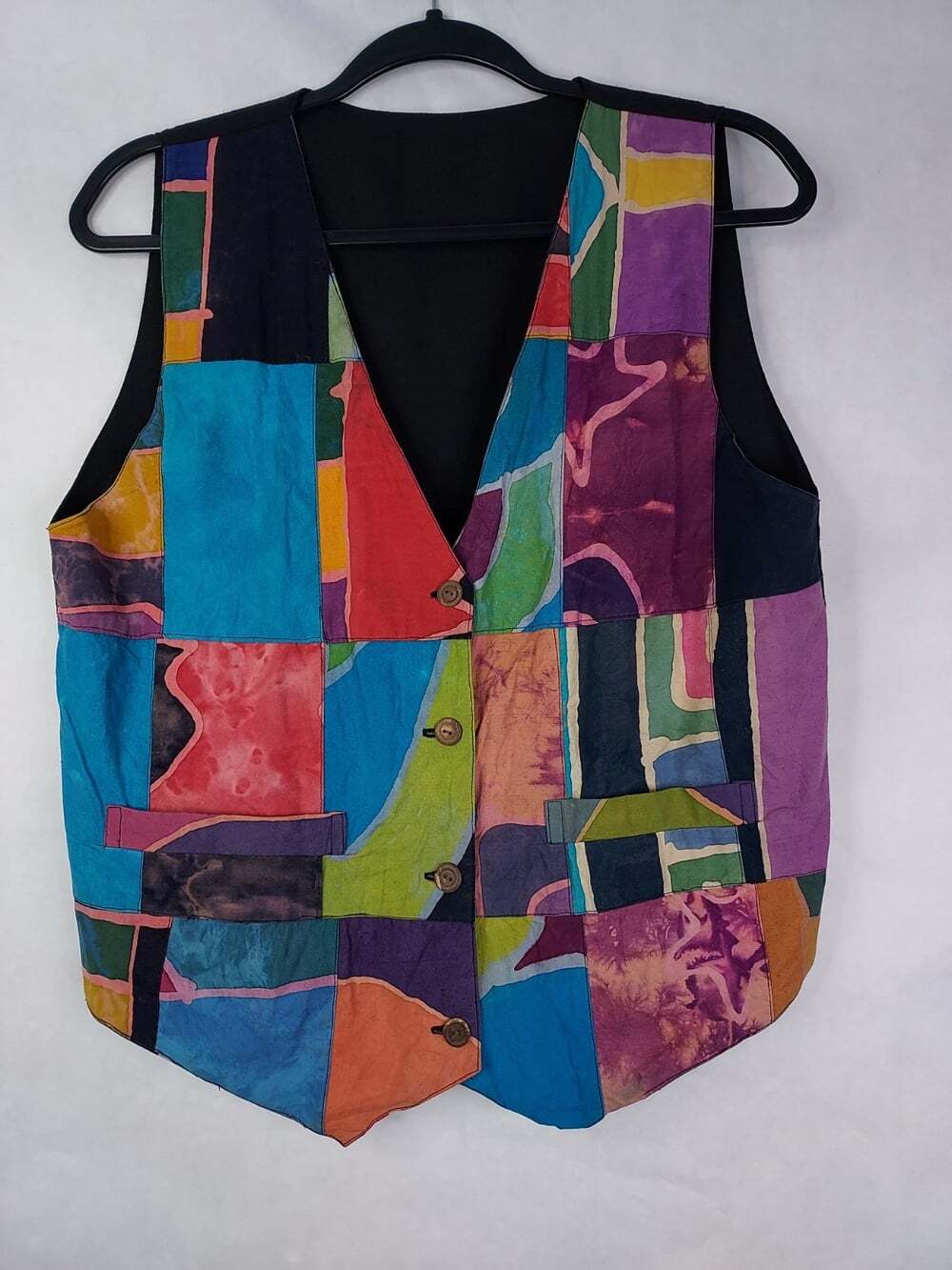 Asian Creations Vest Womens Unisex M/L Reversible Boho Festival Hippie Patchwork